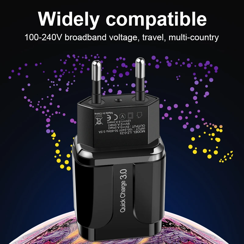 Hot Selling US EU18W Quick USB QC 3.0 Wall Charger Mobile Fast Charger Travel Adapter for iphone Xiaomi Samsung Huawei