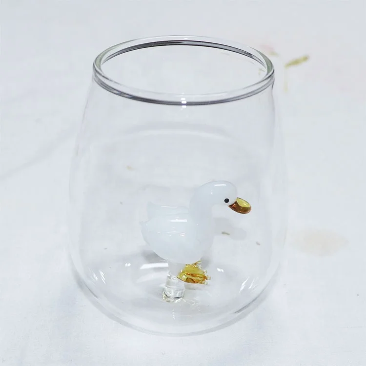 Murano art glass animal figurines High Borosilicate glass Clear beer winebowl Mug Cup Drinking Fruit glass cup without handle