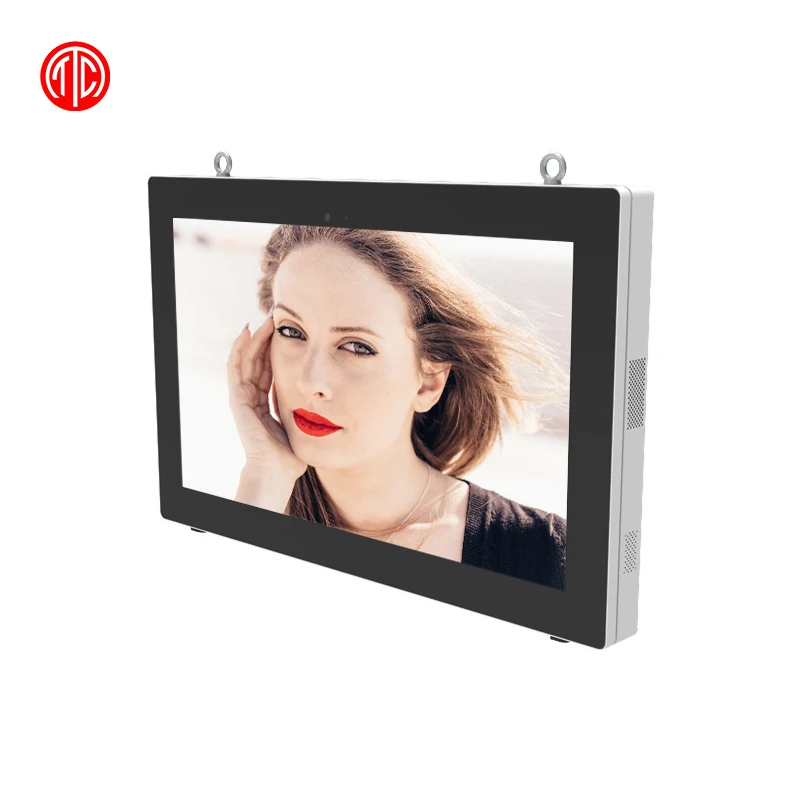 
55inch outdoor wall mounted lcd display waterproof high brightness multi touch screen narrow frame Android WiFi play advertising 