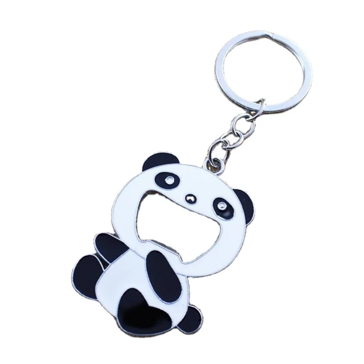 Mini cute enamel panda bottle opener key chain custom shaped blank bottle opener keychain