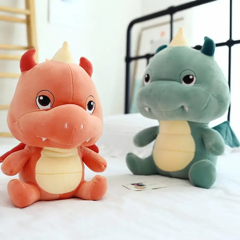 10 inch Funny Soft Wings Red Green Dragon Plush Stuffed Toys Kids Gifts