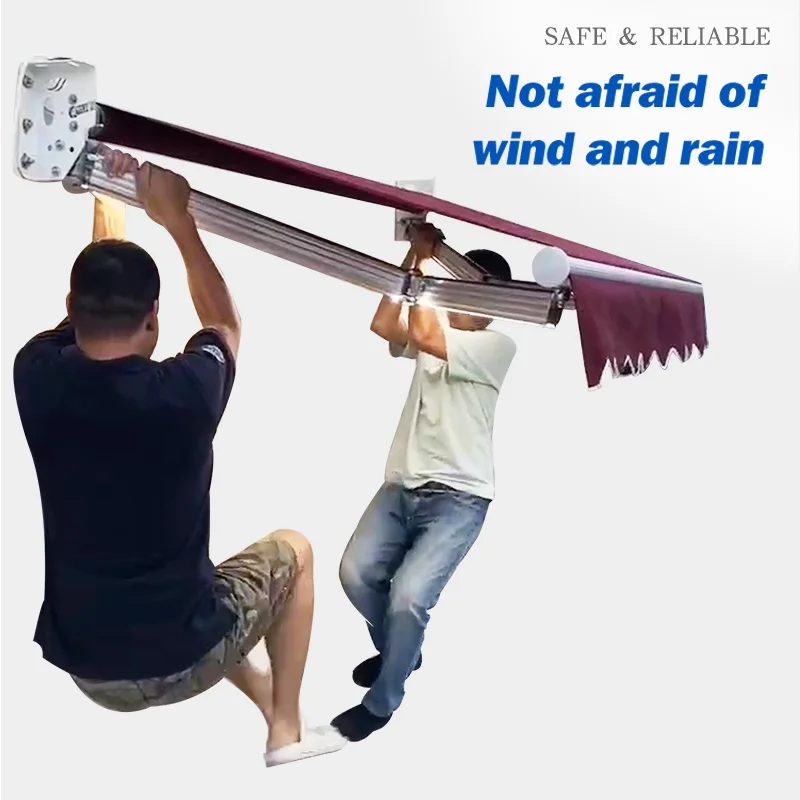 Eco Aluminum Waterproof Sunshade Pergola Canopy Restaurant Balcony Retractable Awning LED Light Customized awning