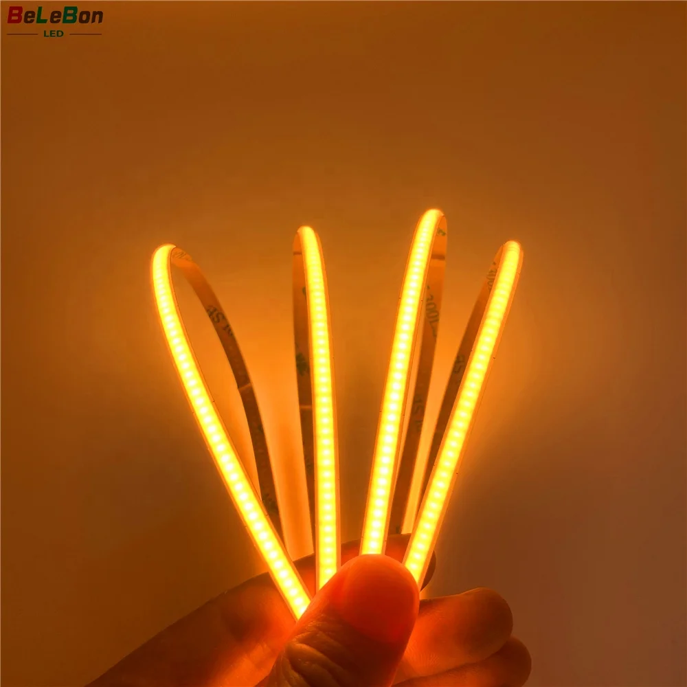 DC 12V 24V 3mm 5mm width 2.5cm cut 3000K 4000K 6000K CCT golden yellow dotless COB led strips