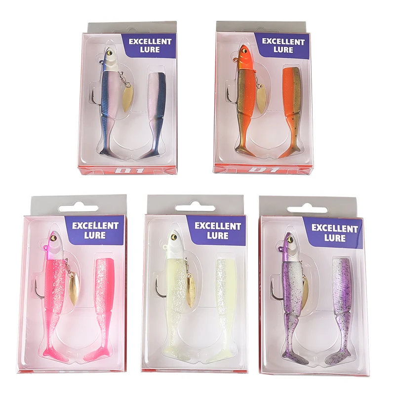 Palmer 20g one head two tails/set swim bait fishing lures soft plastic fishing bait lure vivid swim crappie fishing jig heads
