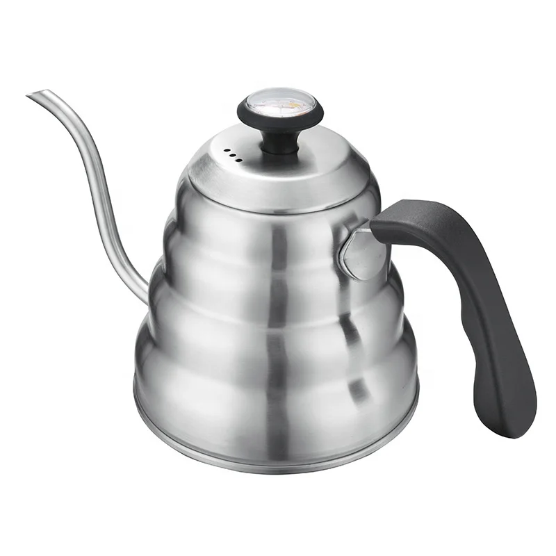Z Ecocoffee Stainless Steel Gooseneck Plastic Handle Tea Coffee Drip Over Coffee Kettle With Thermometer