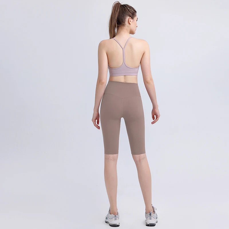 Wholesale lulu sports shorts for women gym rib bike shorts gym sportswear fitness workout yoga shorts