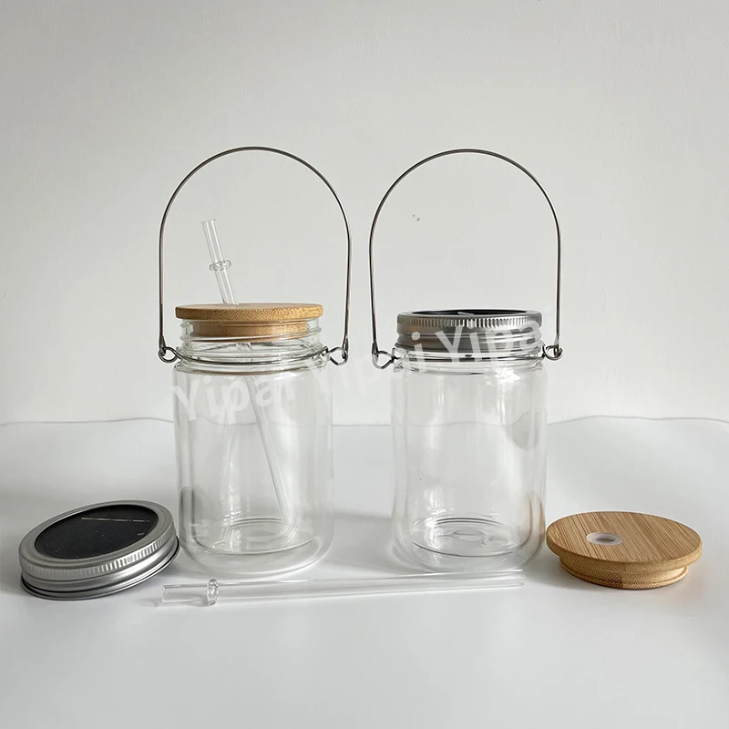 US warehouse Blank sublimation Waterproof 11oz Solar Lights mason jar  snow globe sublimation glowing elf can wind spinner