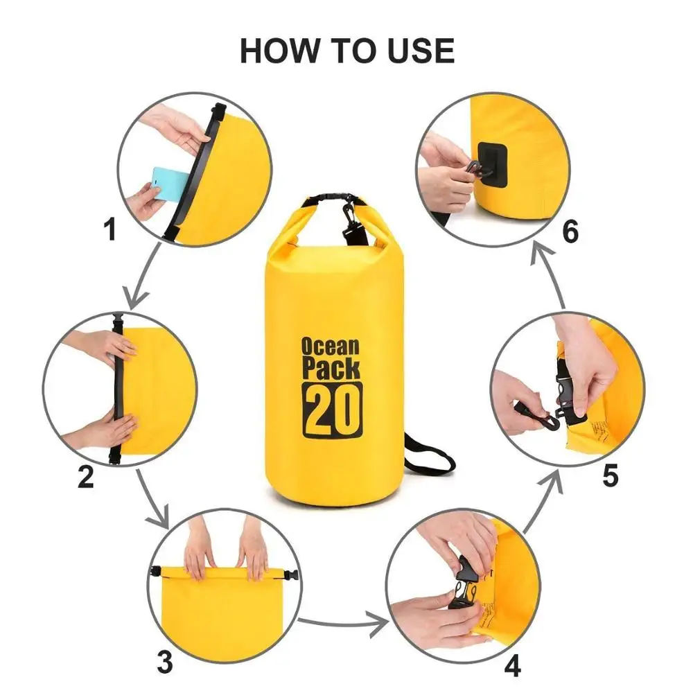  2020 Amazon Горячая продажа 10л плавающая Водонепроницаемая сухая сумка океанская держит снаряжение сухим с регулируемым