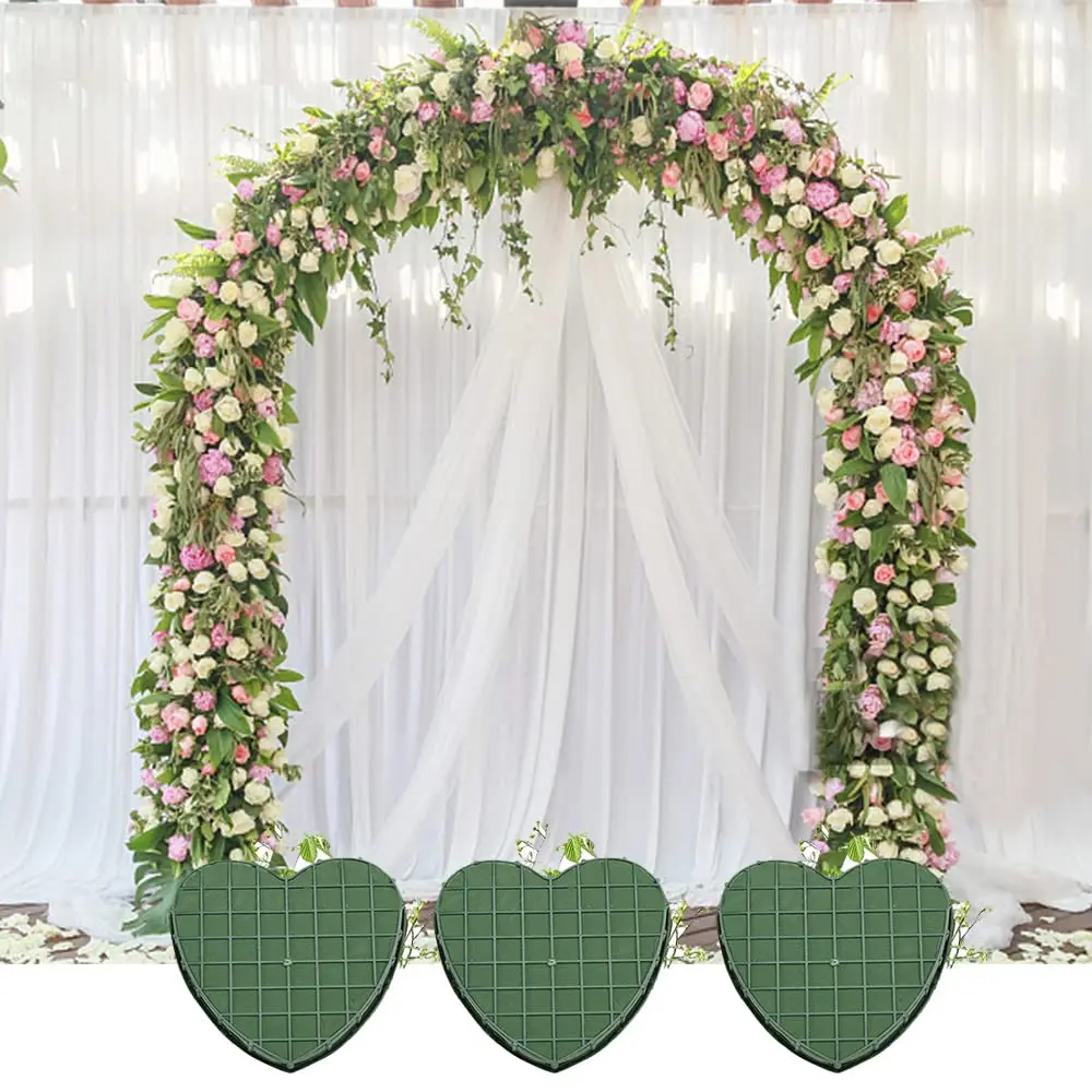 Floral Foam Blocks Heart Shaped Floral Bricks with Suction Cup Tray for Wedding Party DIY Decoration