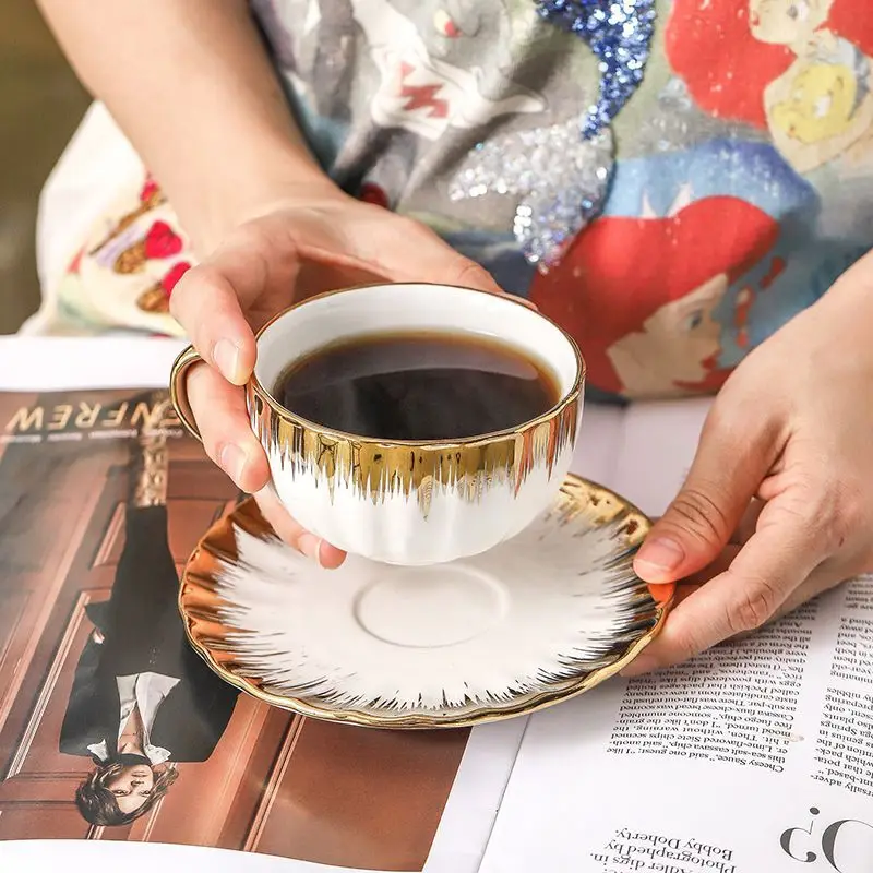 Ceramic Cups With Saucers, Espresso Cups and Saucers, Porcelain Coffee Cup and Saucer Set