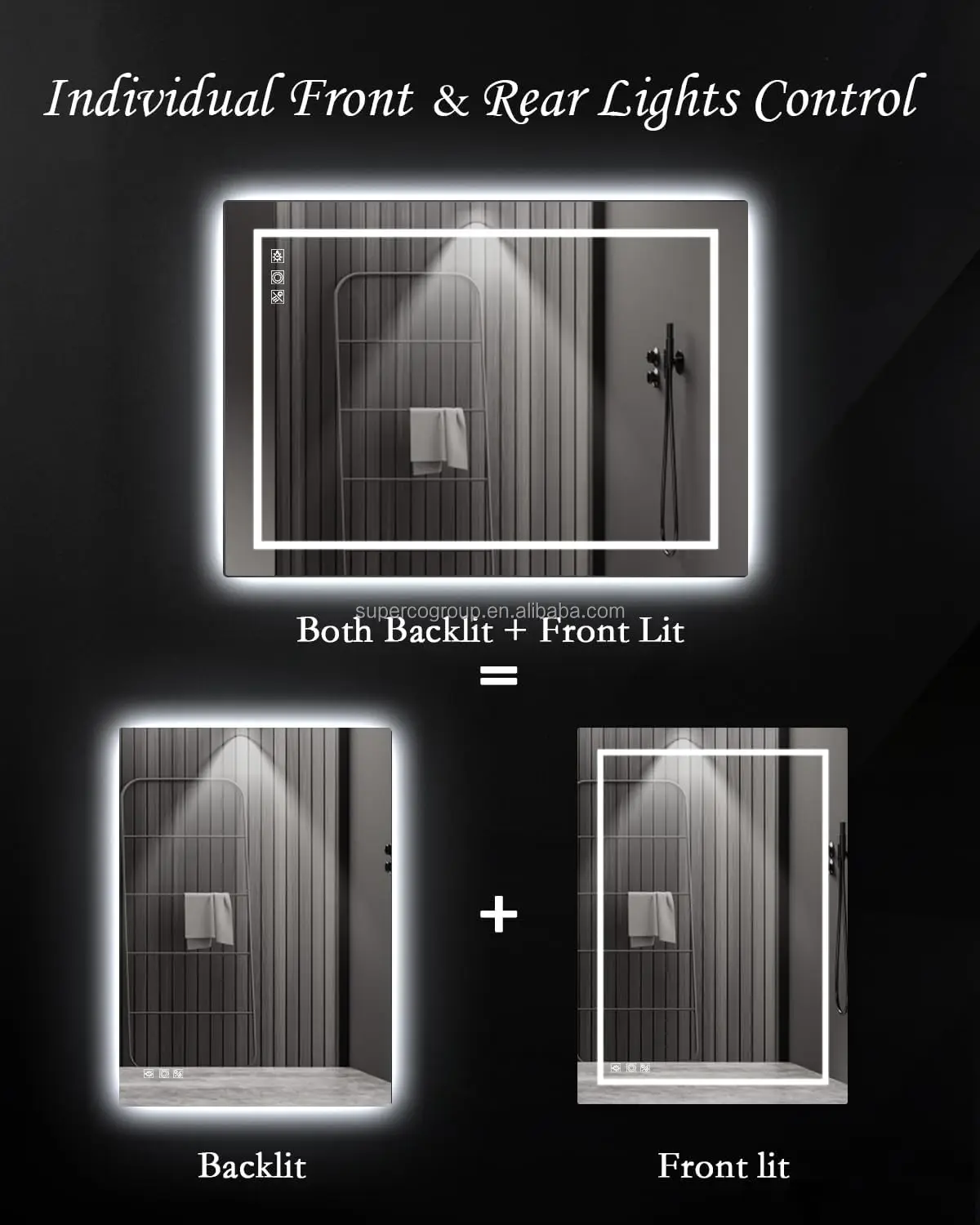 Superco Factory LED Wall Mirror Lamp for Bathroom Smart Touch Switch Modern Design for Beauty Hair Salon Hairdressing Makeup