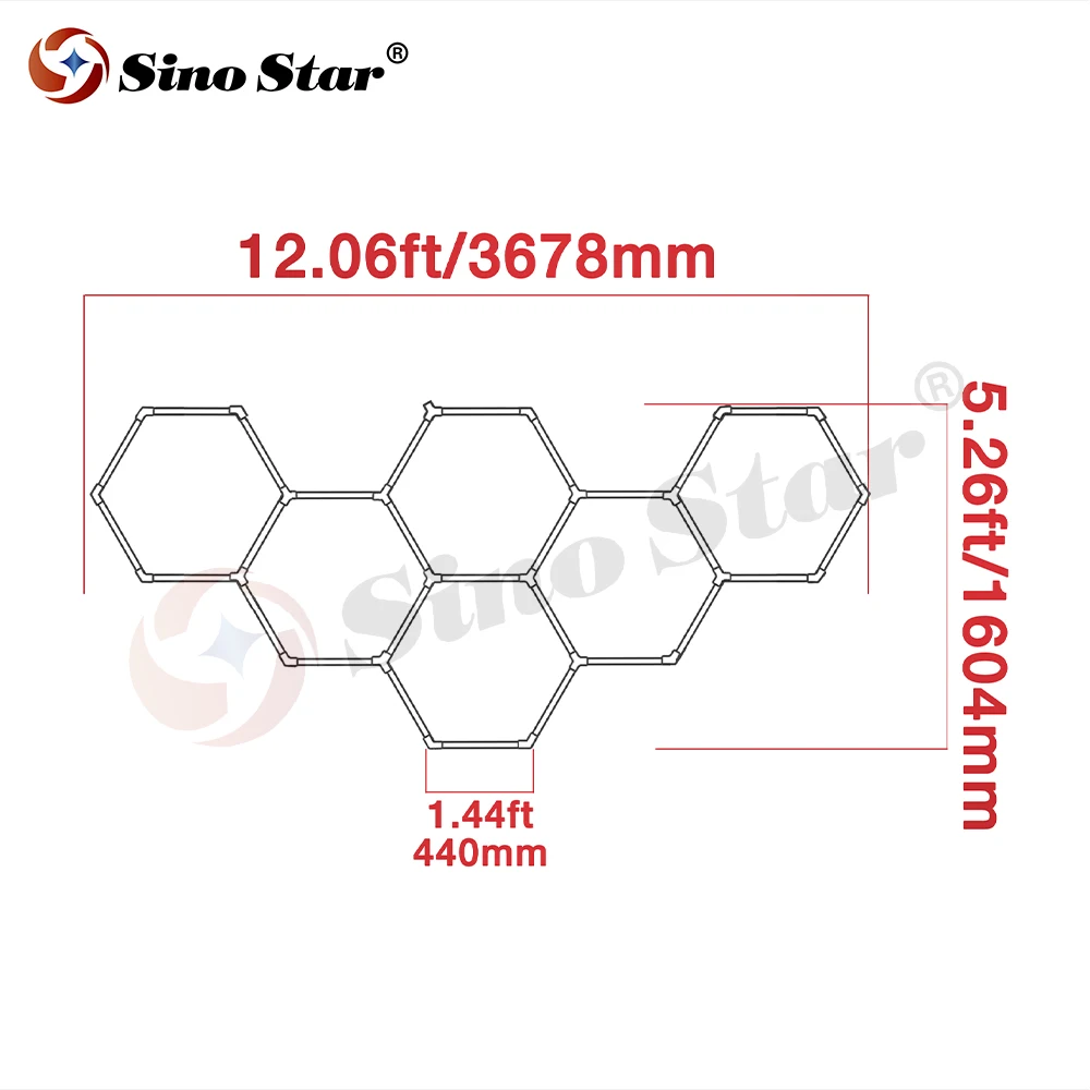 Роскошный шестигранный светодиодный светильник Sino star 368 Вт для автодеталей и автомобильного покрытия