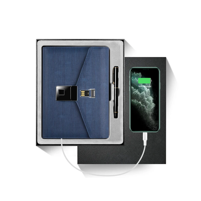 Trifold Notebook with Fingerprint Lock and USB Flash Drive