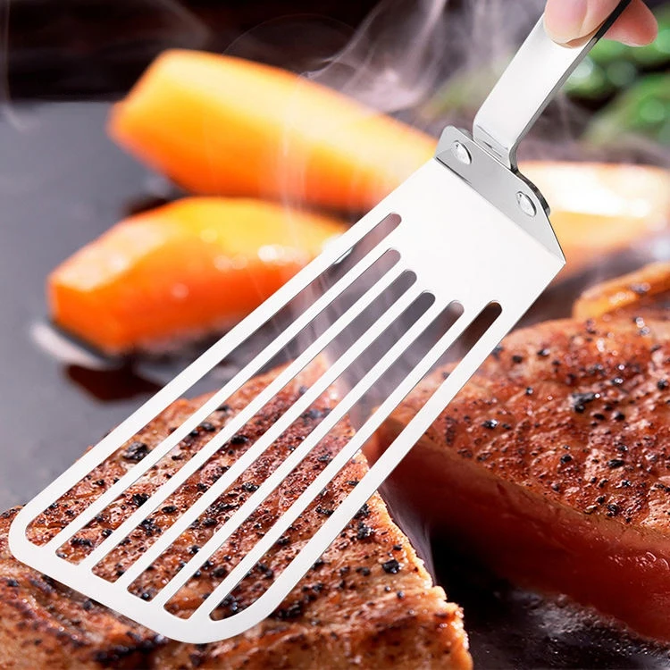 Stainless Steel Spatula Fish Flipping Kitchen Tool Meat Steak Turner Pizza Peel Shovel Slotted Spatula