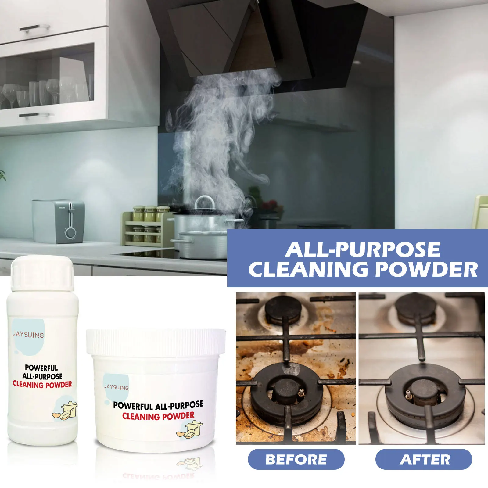 Jaysuing Multi-functional cleaning powder kitchen heavy oil cleaning clean kitchen utensils Rust removal Stove range hood