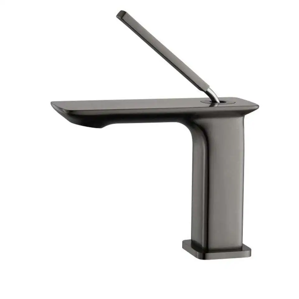 Modern  Deck Mounted Single Hole Matt Black Finish Brass Single Lever Basin Water Faucets