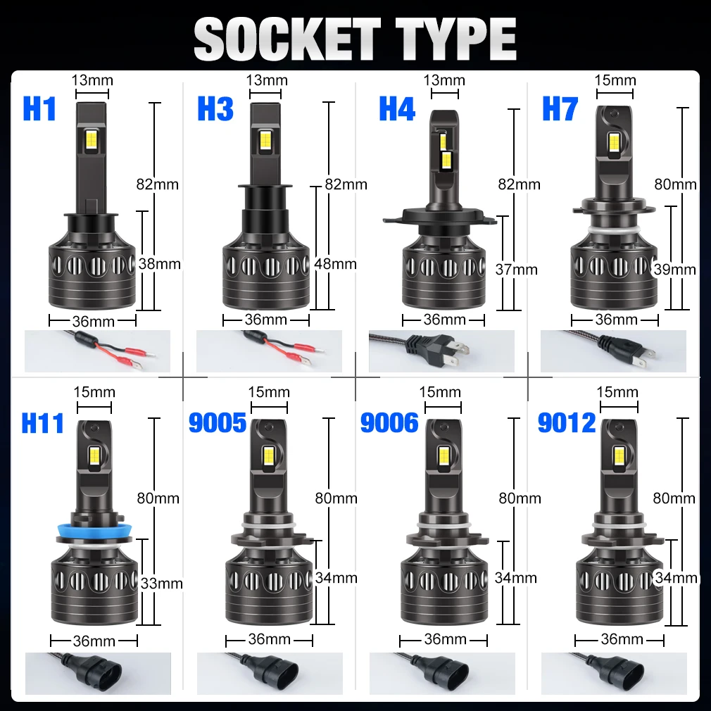 Newest Car Headlight 160W 6500K H7 H1 H8 H11 Led Headlights Bulbs 9005 HB3 9006 HB4 9012 Auto Headlamp Led Lights 6500k Canbus