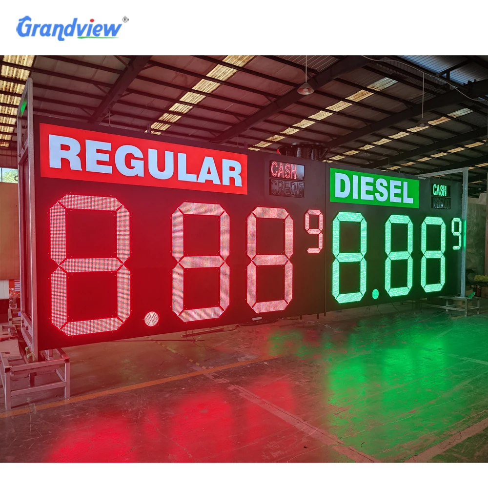 Double sided outdoor gas station led price sign board 8888 led digit sign petrol station gas price