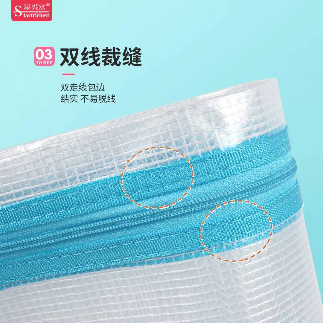 Custom Portable Stationery Office Two Layer Folder A4 Waterproof Mesh Ducoment File Bag Various Sizes Transparent Storage Bag
