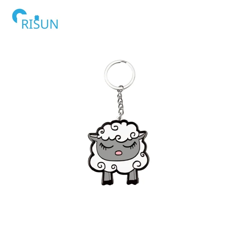 Funny Cute Farm Animals Keyring Manufacture Metal Custom Soft Hard Flurry Sheep Key Chain Black Sheep Club Keychain