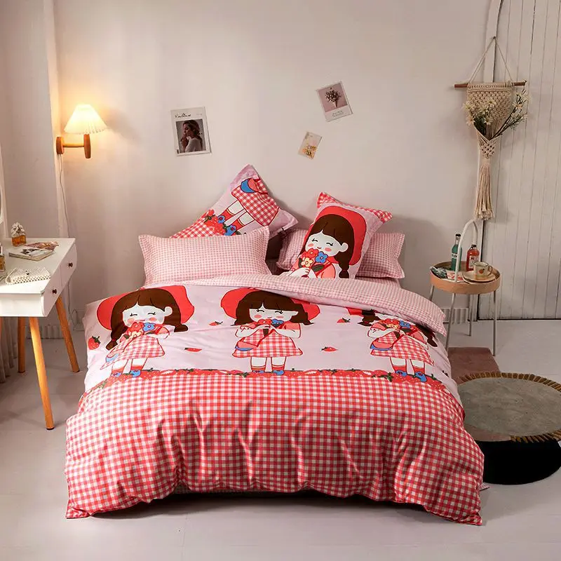 Fashion 4 Pcs Cartoon Characters Summer Patchwork Home Quilt Bedding Set, Home Textile Winter Print Kids Bedspread Bedding Set/