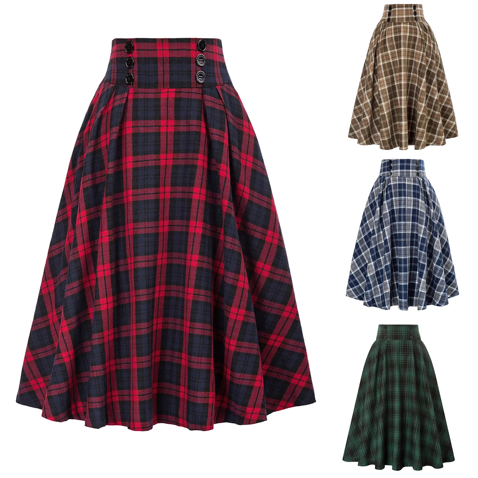 Autumn And Winter New Loose Woolen Skirt For Women Korean Plaid Skirts Women