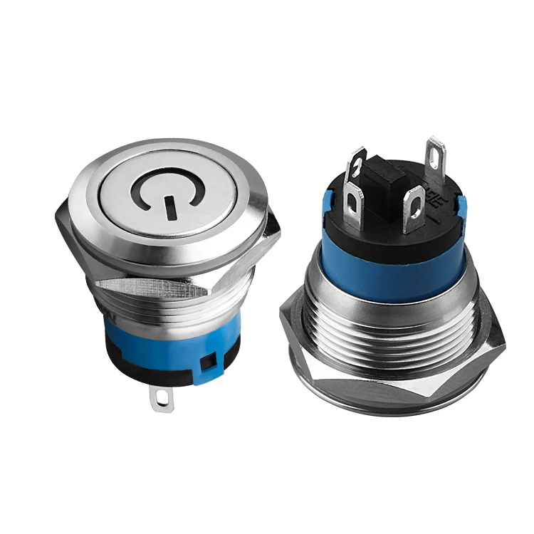 ZLQ 19MM short stainless steel metal button switch waterproof IP67 mini