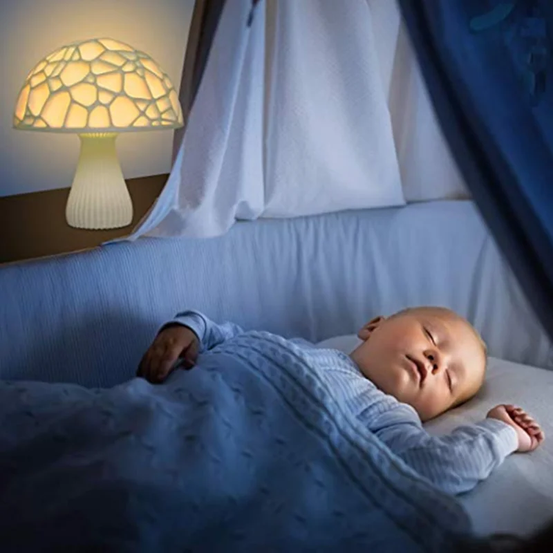 Lonvis Novelty Night Light EU Plug Induction Dream Cool Mushroom Fungus Production Touch Pink Small Mushroom Lamp Rechargeable