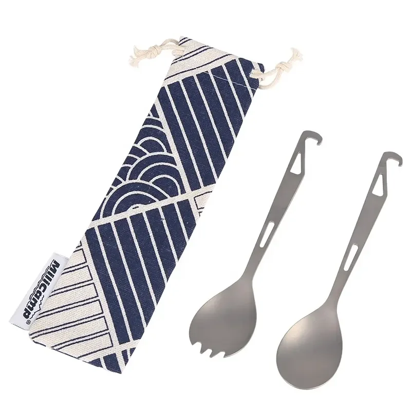 Заводская распродажа титановые столовые приборы оптовая продажа уличная длинная ручка Титановая Ложка походные с открывалкой для бутылок