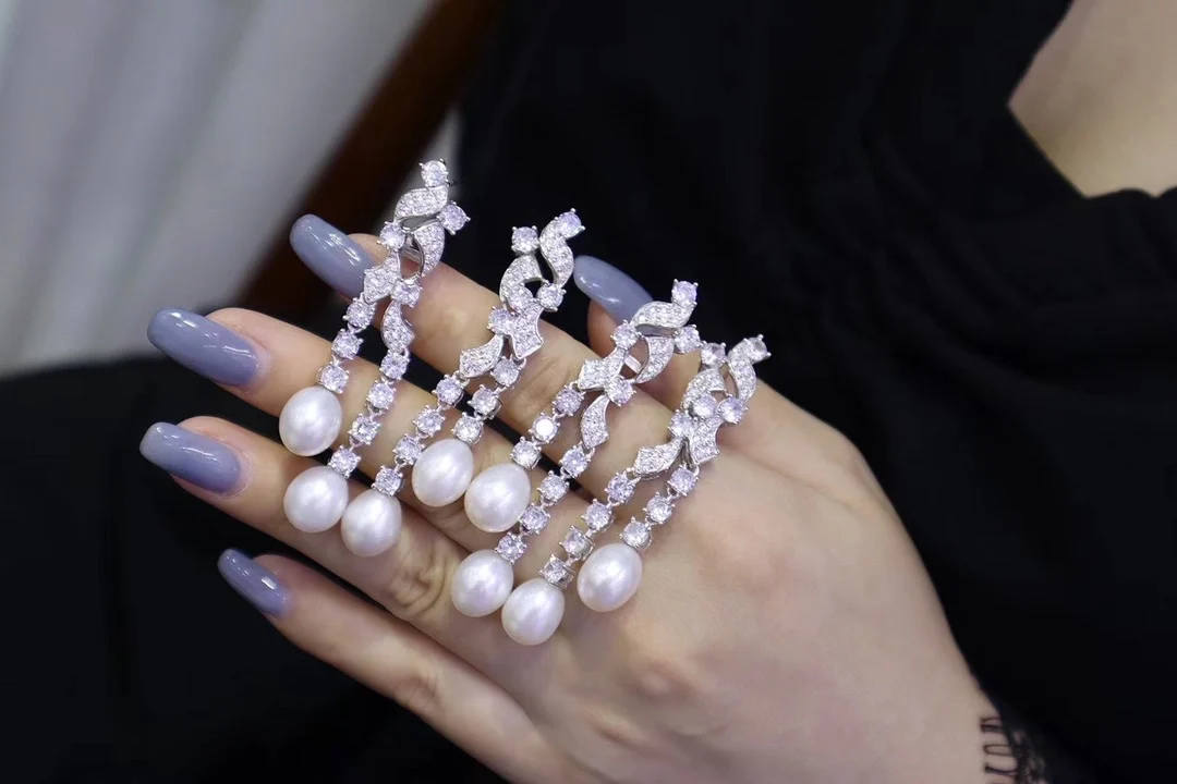 Custom natural freshwater pearls pearl pendent necklace jewelry sets for women