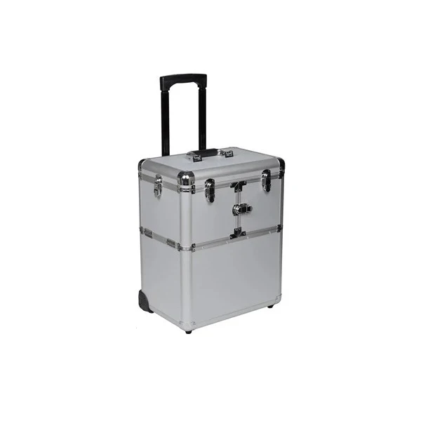 Professional Rolling Makeup Case Cosmetology Case With Wheels 2 Large Drawer Nail Trolley Case Traveling Cosmetic Box