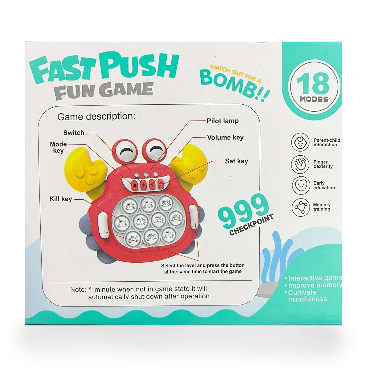 2024 New Crab Quick Pop Fast Push Fun It Electronic Game Tiktok Hot Press It Game Fidget Toys Relieve Stress Push Bubble Versus