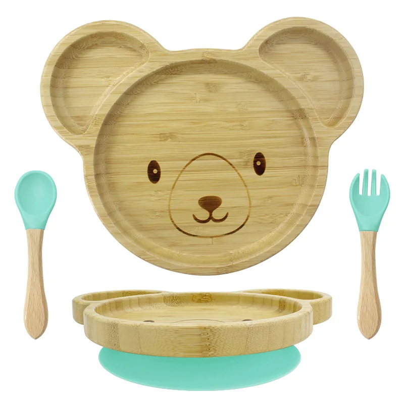 2024 бамбуковая детская тарелка для отлучения от груди, деревянная присоска, экологически чистые Нескользящие тарелки для младенцев и малышей