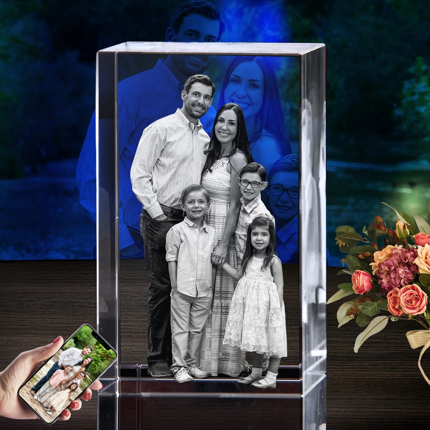 Прямая поставка под заказ 3D лазерная гравировка фото кристалл куб гравированный стеклянный блок для фотографий на свадьбу юбилей подарок