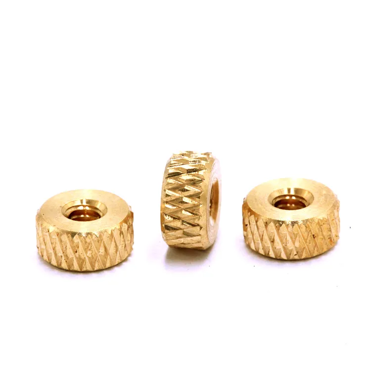 
Zine Plated Flat Head Round Straight Knurled Inserts Nuts with Collar M4 