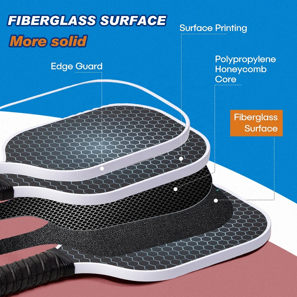 Wholesale Custom Logo Pickleball Paddle Racket Set Of 2 Raw Carbon Glass Fiber Paddle Pickleball Set With 2 Paddles