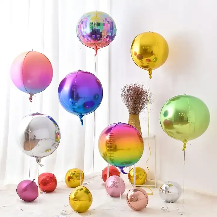 Foil Balloons Decorations Round Metallic Helium Sky Balloons 4D Sphere Mylar Foil Mirror for Baby Shower Balloons Birthday Party