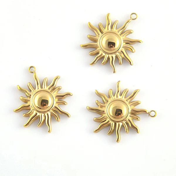 Stainless Steel Jewelry Sun Pendant Jewelry Supplies Making Accessories 18K Gold Plated Accessory for Women