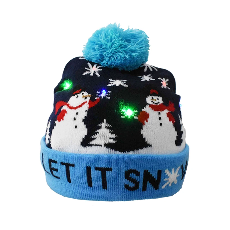 Oh Deer Christmas Decorations Fashionable Design Light Up Funny Party New Year Beanie Warm Hat Santa Claus Custom Logo