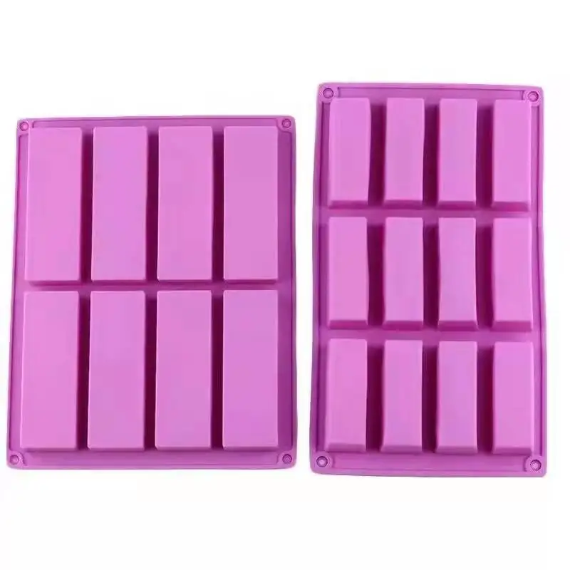 Custom Silicone Soap Molds 8 Cavities 12 Rectangle Silicone chocolate bar Moulds Cheesecake mold
