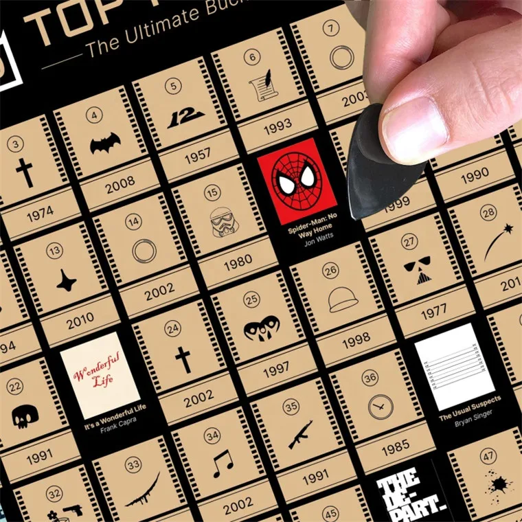 Top Gift Republic 100 Movies Bucket List Poster Greatest Essential Movies for Movies Lover