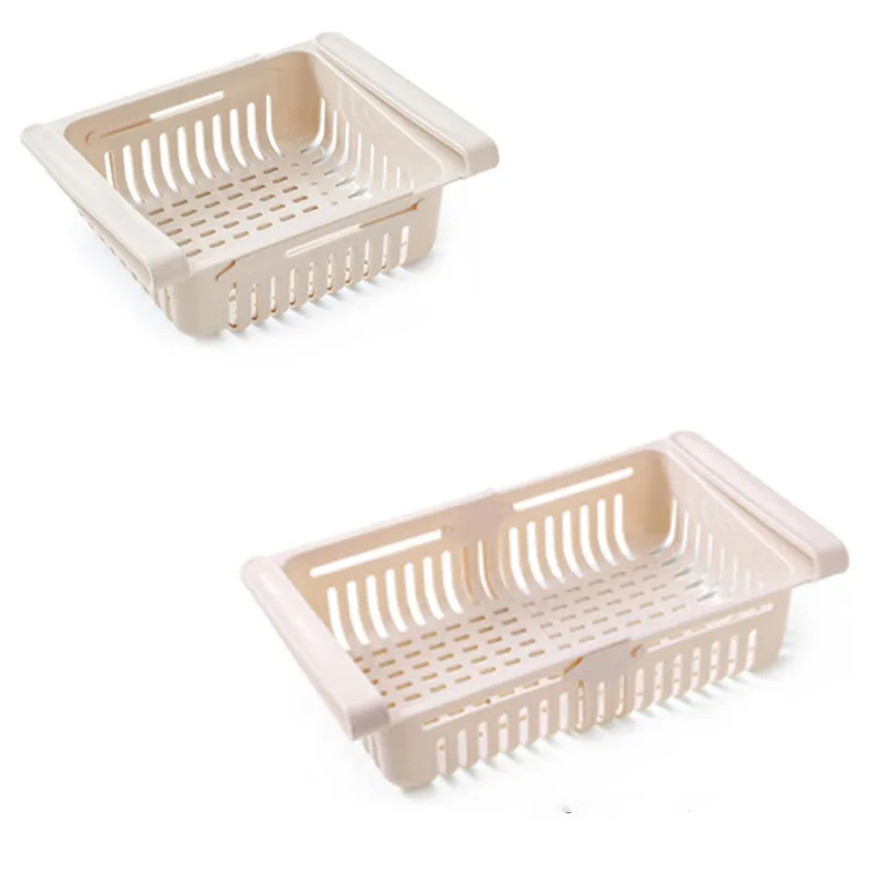 2021 new environmentally friendly plastic adjustable retractable refrigerator drawer basket fresh-keeping compartment storage ra