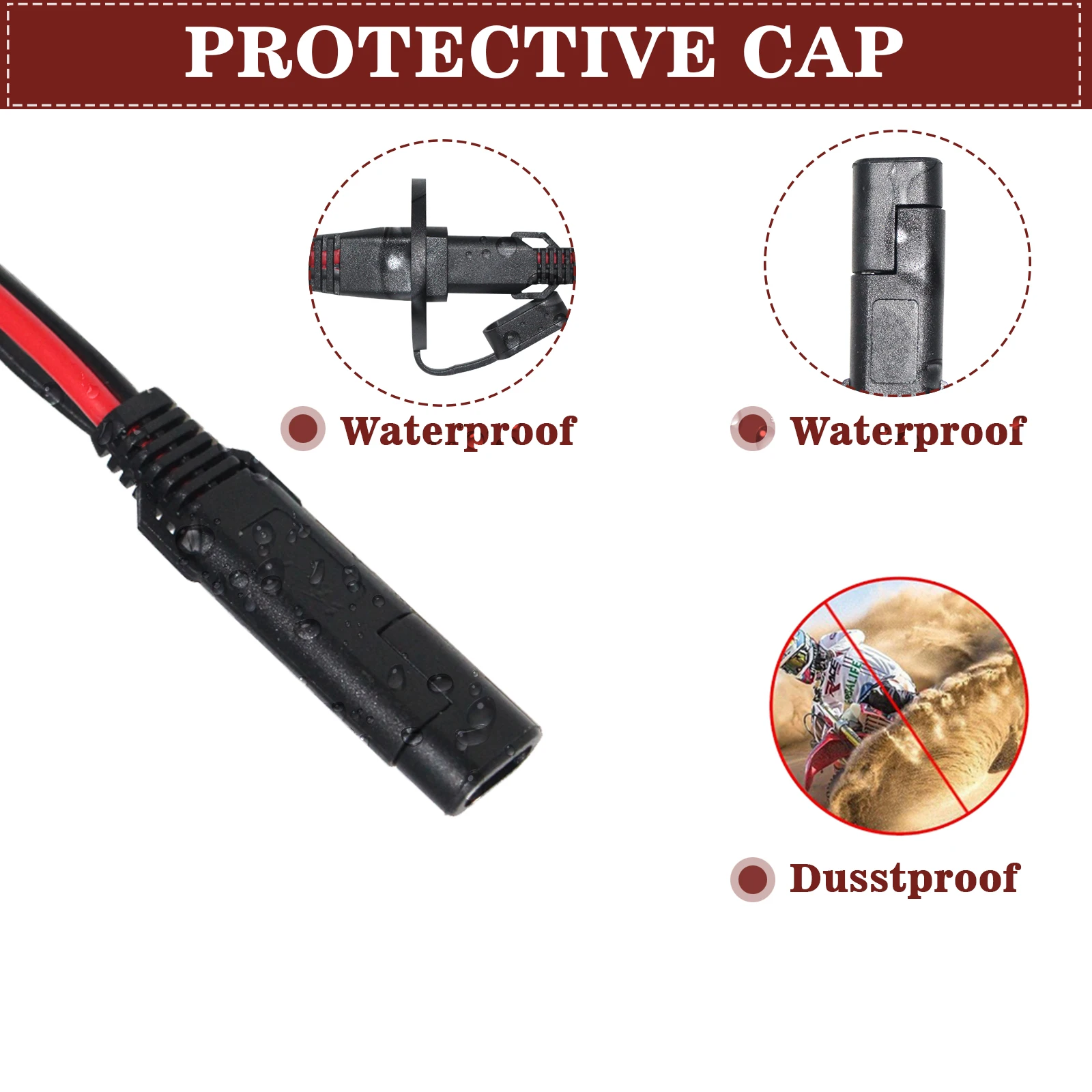 Extension 16 Gauge 2 Pin Quick Disconnect Booster Sae To SAE with ear base Waterproof Battery Electric Cable