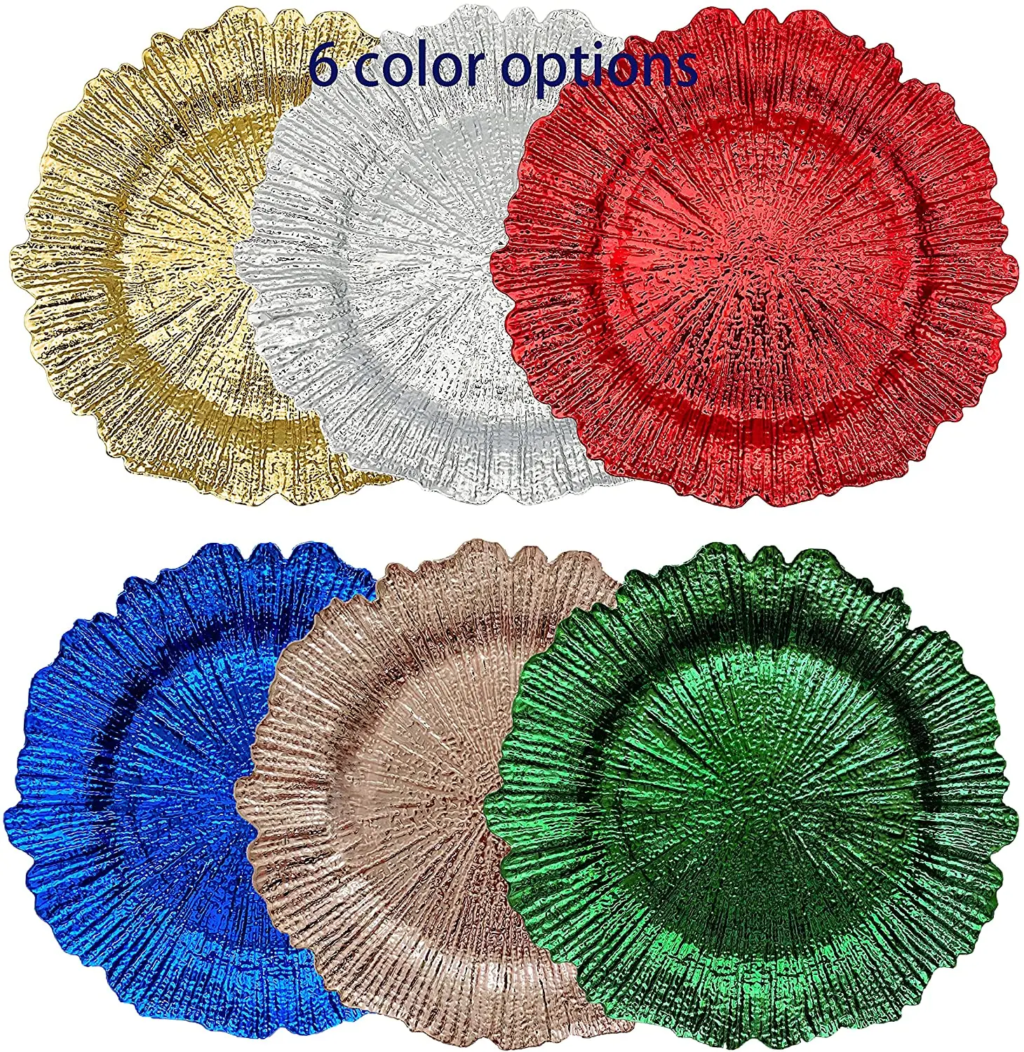 CR Round Plastic Gold Reef Charger Plate for Wedding Table Decorative