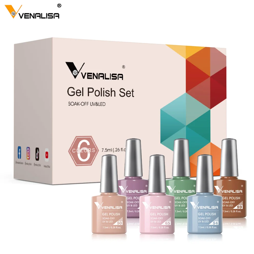 New Venalisa 6 Colors  Nail Salon  UV Nail Gel Polish Kit Hot Sale Set