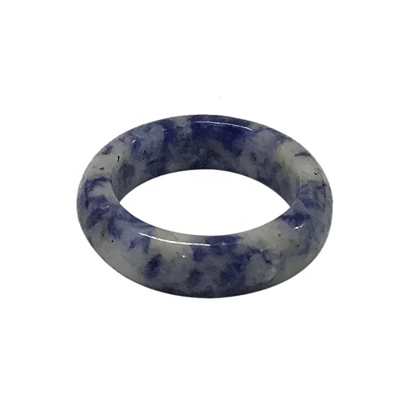 Blue Dot Stone Rings Natural Stone Band Rings