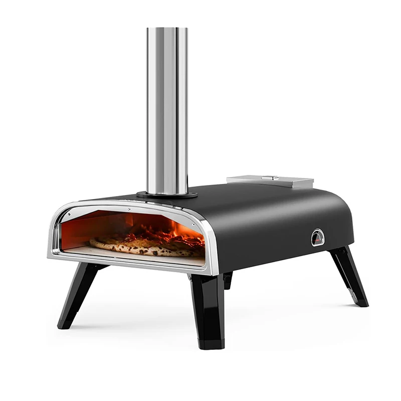 Commercial Steel and Metal Wood Pellet Pizza Oven With Gas Burner Smokeless and Folding Features for Home Kitchens and Parties
