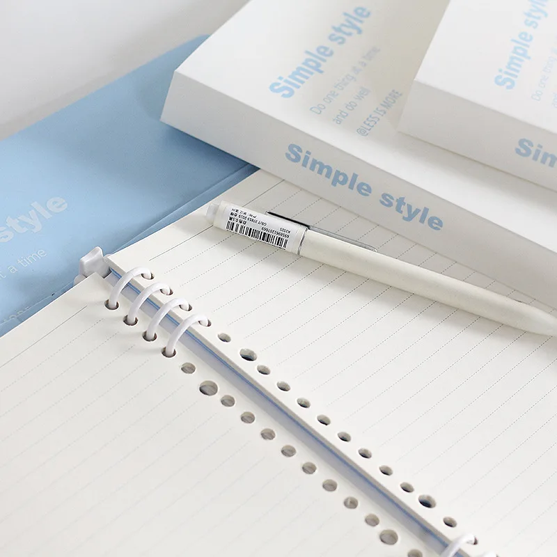 Minimalist Shell Loose Leaf Notebook Creative PP Cover Ledger Horizontal Line Inner Page 8-clip Notepad A5 B5