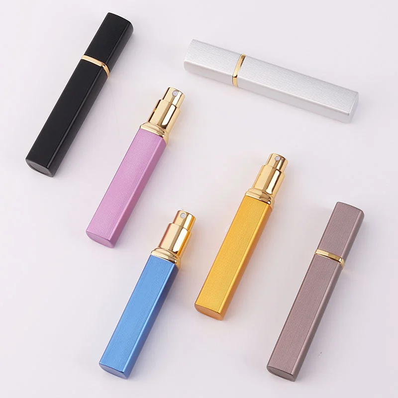Perfume Bottle Refillable12ml Luxury Cosmetic Small Glass Lined Spray Bottle Take it with you Pink Blue Gold Silver Black Brown
