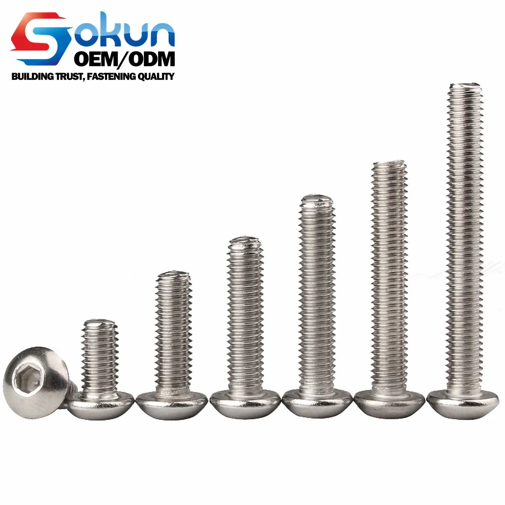 Anti-Loosening Socket Button Screw ISO 7380 Compliant Available Steel Stainless Steel Brass Aluminium Zinc Plated Metric M3 M5